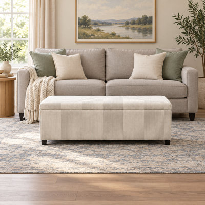 Banc de rangement avec repose-pieds en velours côtelé 47 pouces