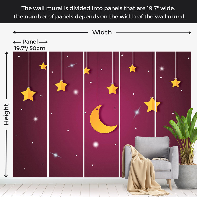 Papier peint pour enfants, ciel nocturne violet, L 100 po x l 137 po