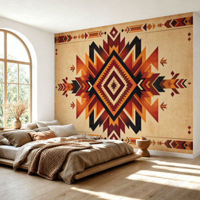 Wall Mural Peel and Stick Wallpaper boho ethnic Self-Adhesive Removable Contact Paper Wall Decor for Living Room Bedroom 69"H x 96"W
