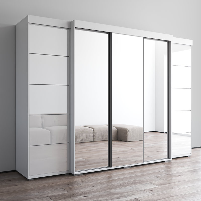 Armoire 117,3 "avec 3 miroirs Aria, Blanc