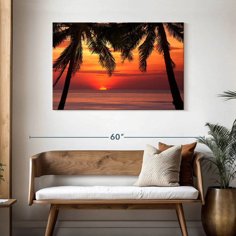 Gillard Palm Tree Beach Sunset, 30" H x 45" W