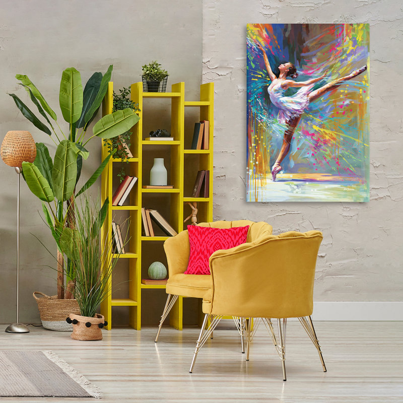  «Ballerina with Modern Splash», art mural par Leon Devenice, H 45 po x l 30 po