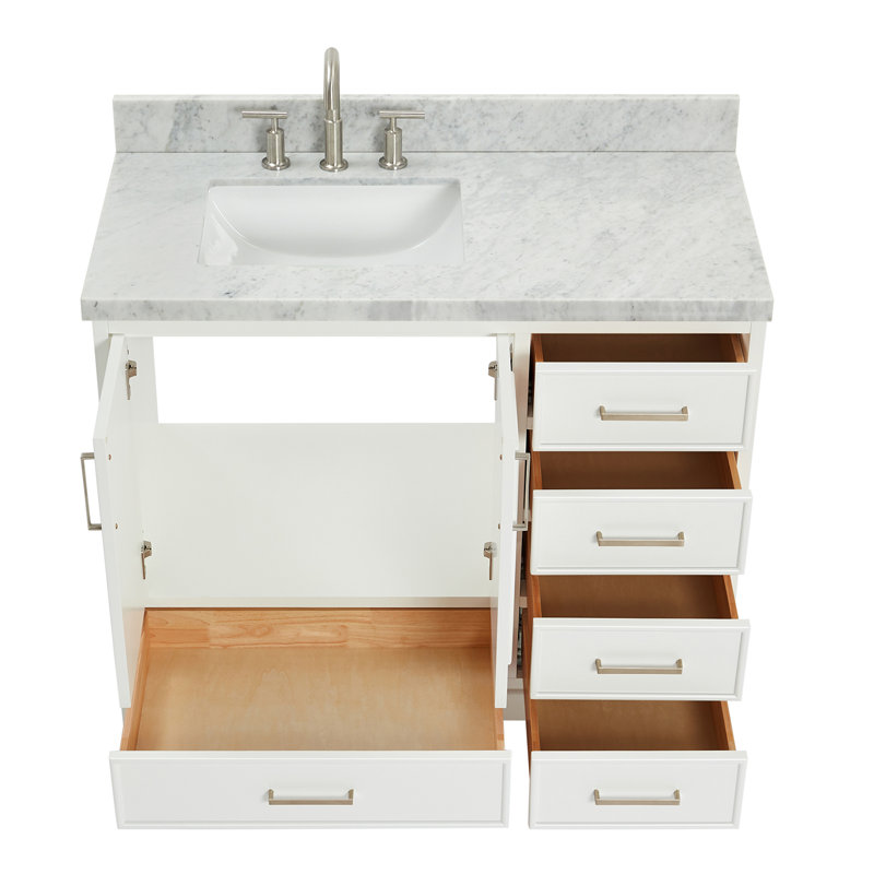 Ensemble de meuble-lavabo simple 43 po Abshire, Left, Rectangular, Bleu minuit