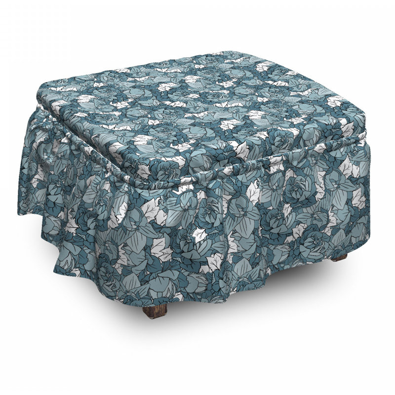 Ensemble de housse pour repose-pieds à coussin de boîte 2 pièces fleur botanique nostalgique