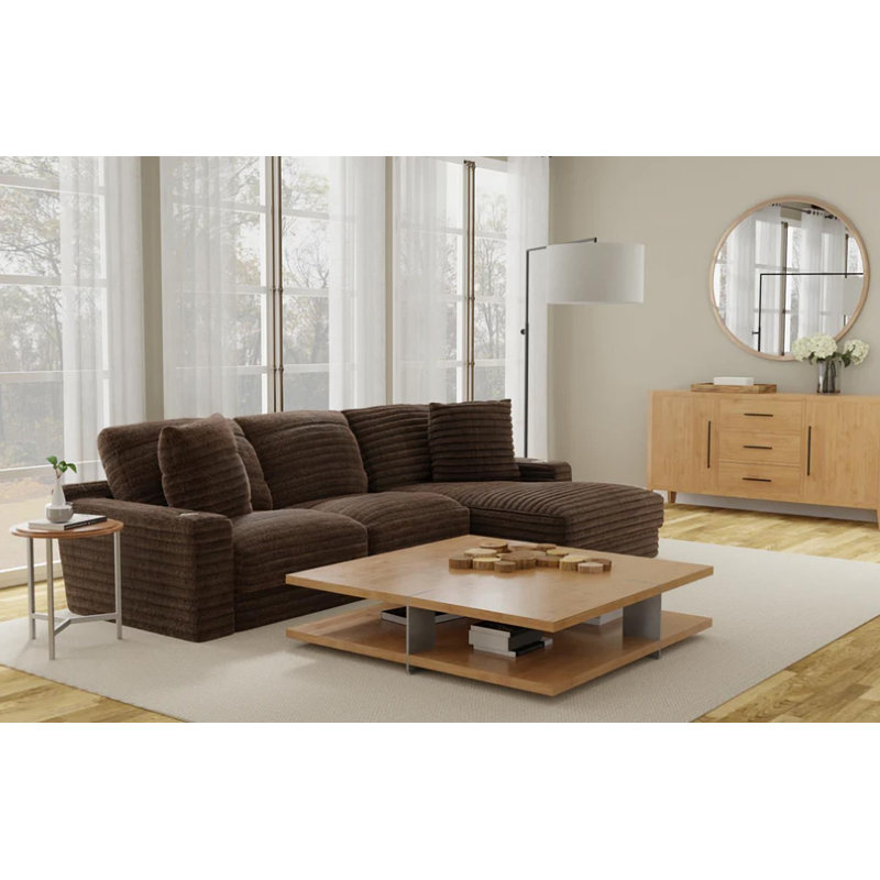 Canapé modulaire Mariadel, Tissu brun