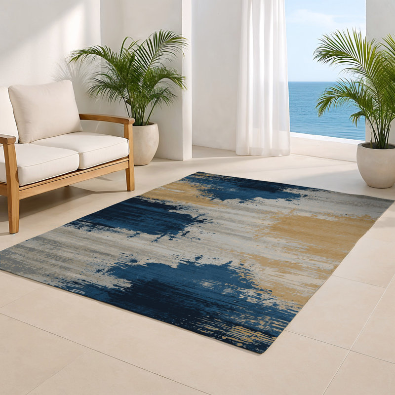 Tapis intérieur et extérieur gris Watercolor, Rectangulaire 2 pi x 3 pi