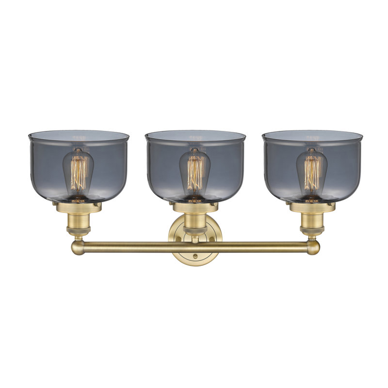 Éclairage pour meuble-lavabo à 3 lumières à intensité variable Raykwan, Plaqué couleur fumée, Laiton brossé