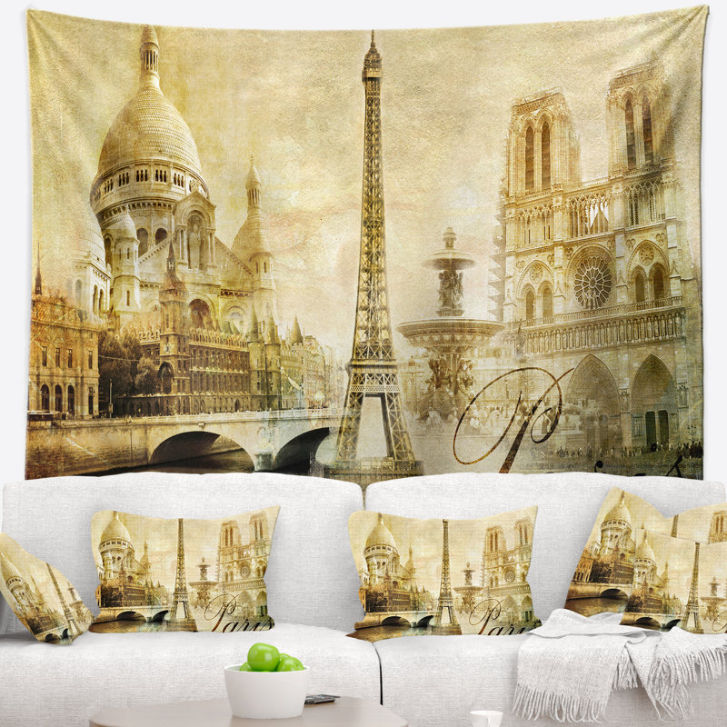 Tapisserie numérique old beautiful paris Cityscape, H 32 po x l 39 po