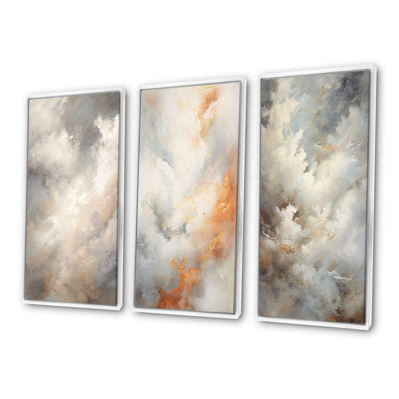 Horizon mystique des nuages gris, Cadre flottant blanc, H 28 po x l 36 po
