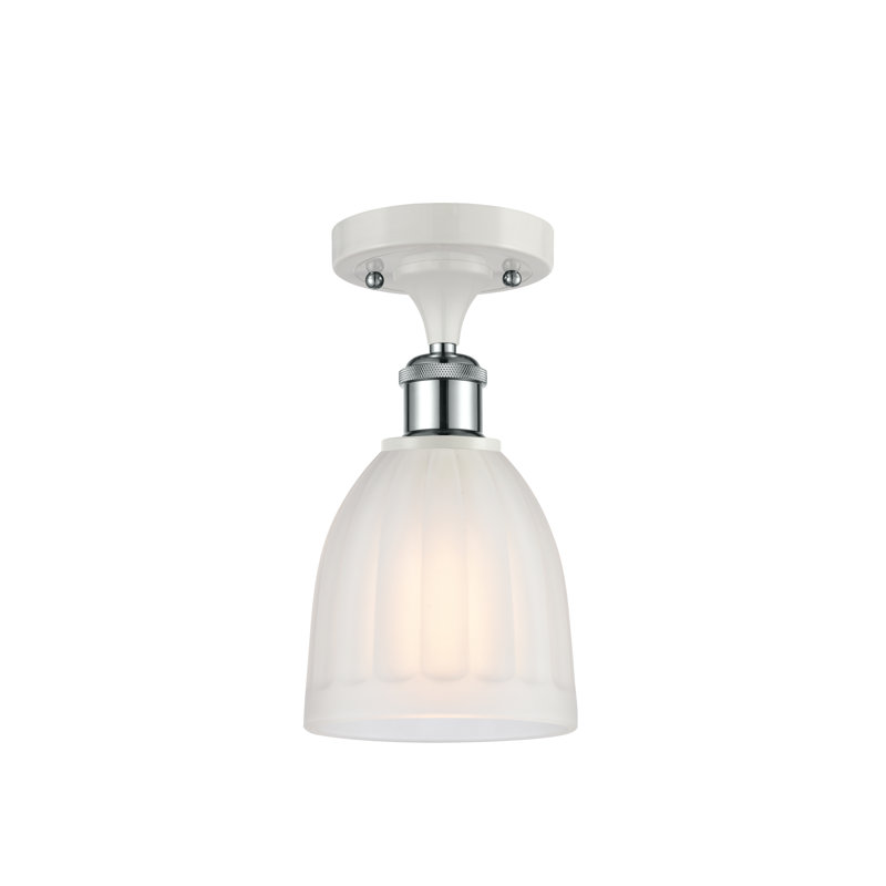 Plafonnier semi-encastré 1 lumière 5,75 po Dunder, Ampoule DEL 6 watts Vinage, Blanc / chrome poli, Blanc