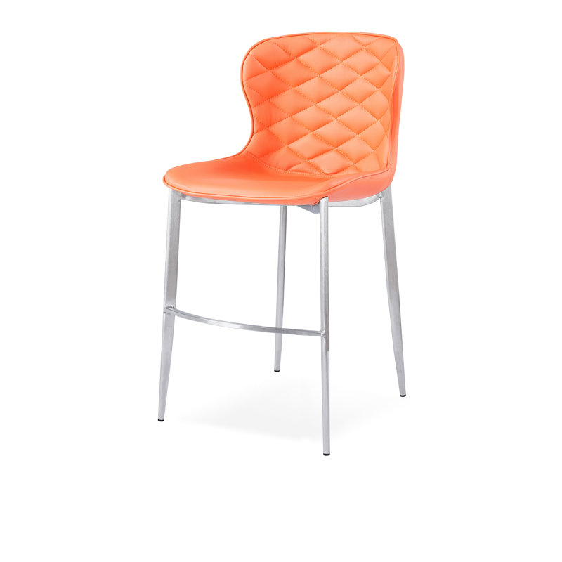 Tabouret de bar et de comptoir Albert, Orange, Acier inoxydable, Tabouret de comptoir (siège d'une hauteur de 24 p