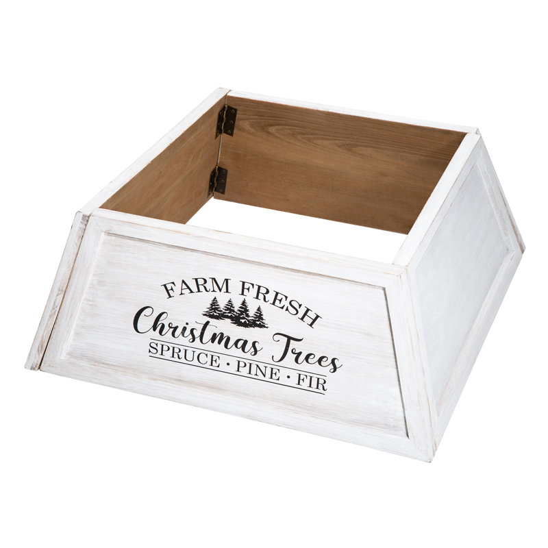 Colliers d'arbre de Noël trapézoïdaux en bois, Blanc, 26"