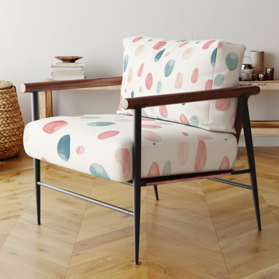 Chaise d'appoint à pois - couleur rose pastel avec accoudoirs Pebble