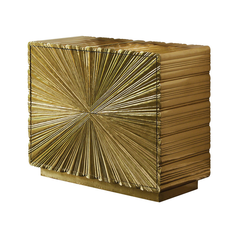 Linenfold Two-Drawer Chest, Brass