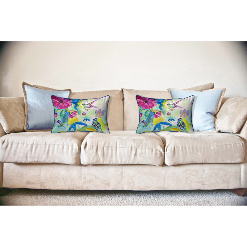  Housse et insert de coussin rectangulaire extérieur Hummingbird and Garden, 16 po x 20 po