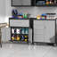 Armoire à outils mobile robuste avec tiroir verrouillable et portes Garrett, noir et gris