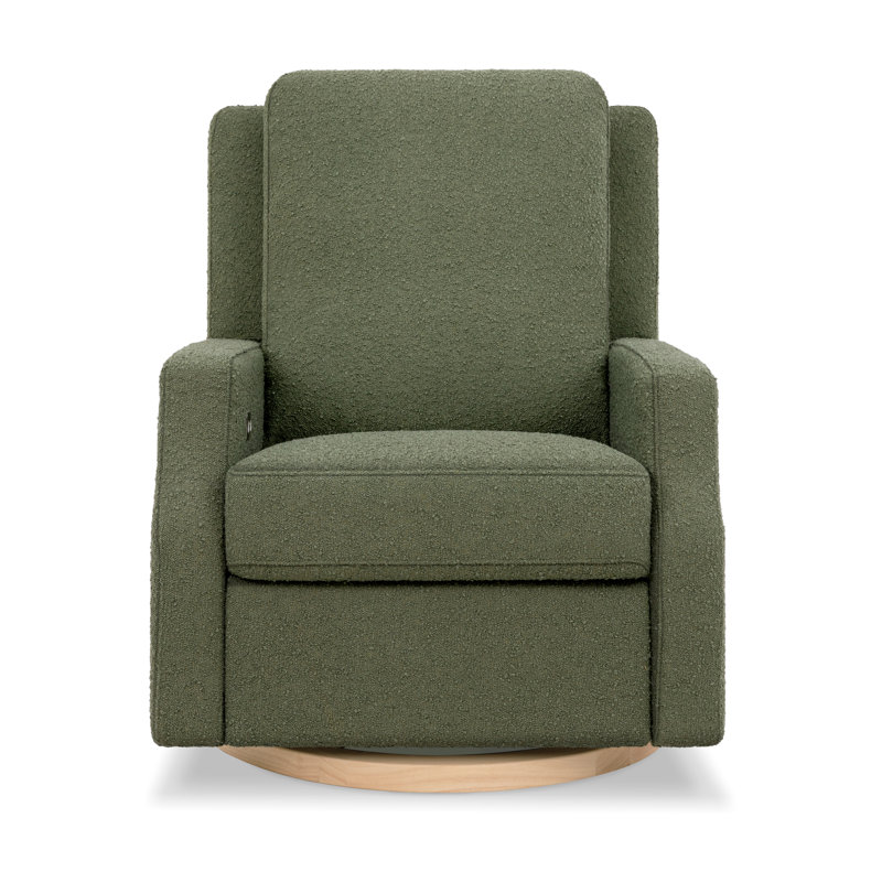 Crewe Electronic Recliner and Swivel Glider in Eco-Performance Fabric, Olive Boucle