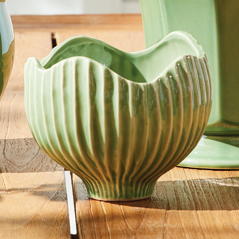 Handmade Ceramic Pot Planter, Green