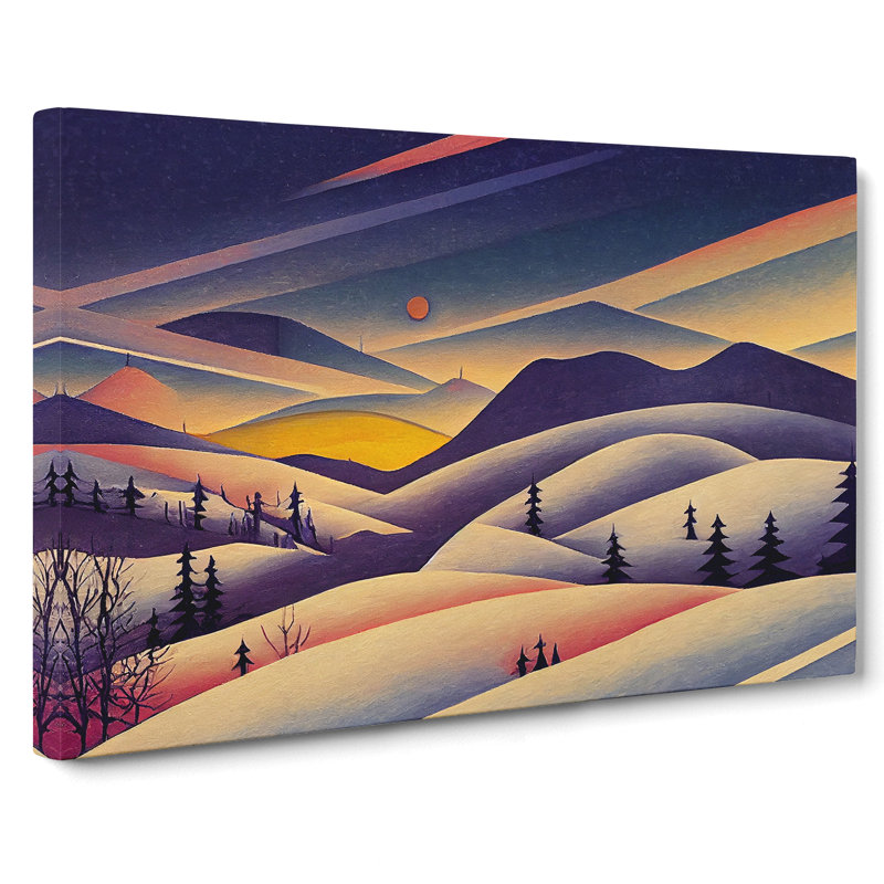 XXX-H1022-WF-10230X Winter Landscape Scene Abstract - Wrapped Canvas Painting