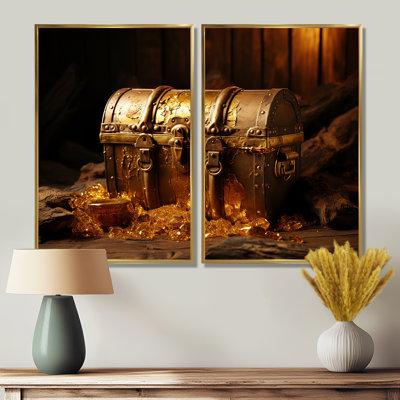 Pirates Gold Treasure 1 - Blue Modern Wall Art 2-Pieces
