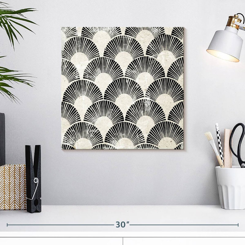 Blanc art déco I, H 16 po x l 16 po