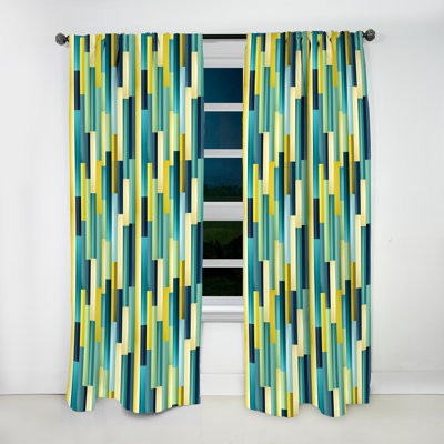 Green And Yellow Stripes Harmony II - Modern Velvet Curtain - Room Darkening - 1 panel