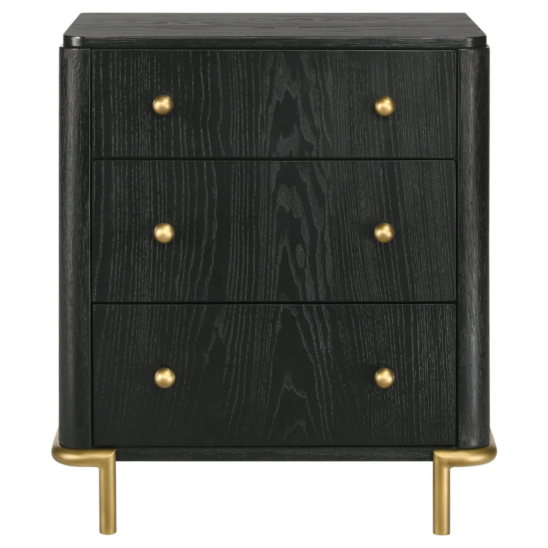 Table de chevet 3 tiroirs noire