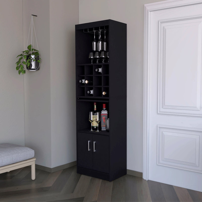 Bar avec rangement pour bouteilles de vin, Noir
