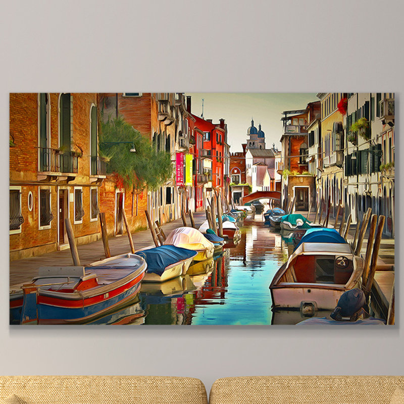 « venice canal xx » par yuri malkov, reproduction d’art sur toile tendue, H 18 po x l 30 po x P 1 po