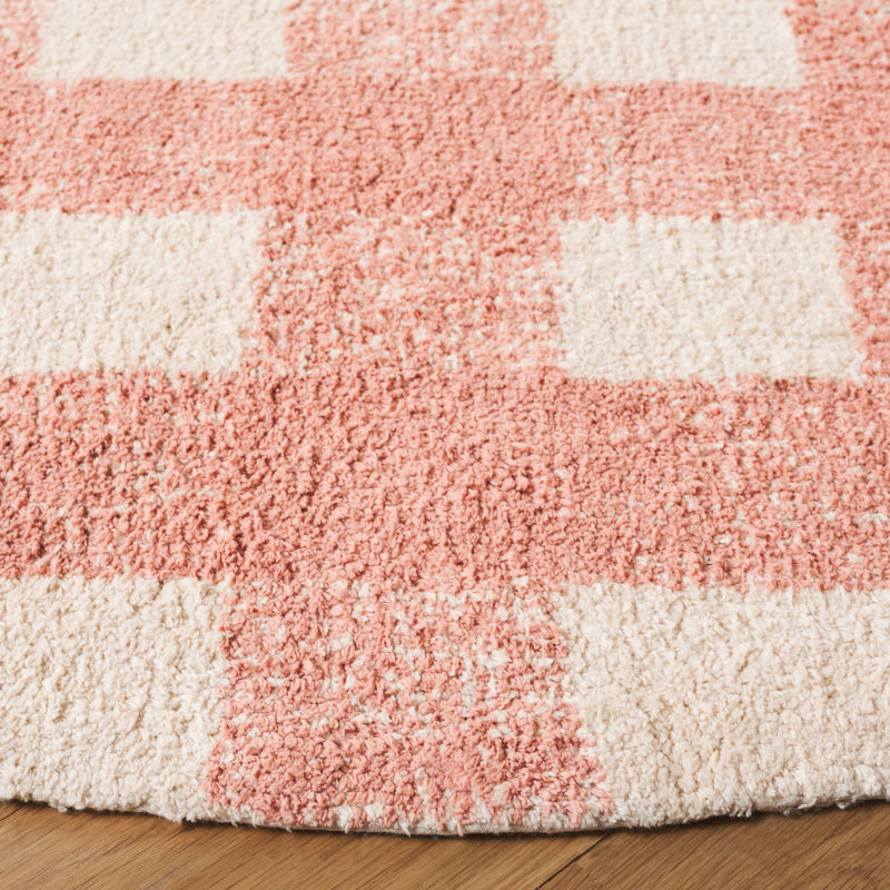 Haddam Hand Woven Recyclyed Cotton Pile Machine Washable Plaid Rug, Round 6'