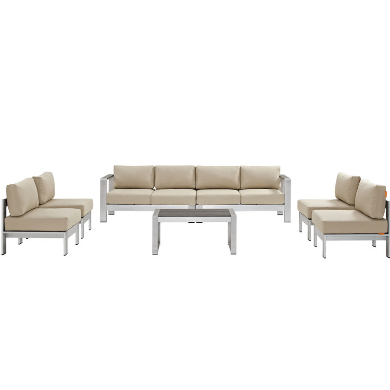 Ensemble de canapé modulaire d'extérieur 7 pièces Shore, Beige