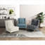 Fauteuil à oreilles avec accoudoirs de salon en chenille gris froid avec pieds en métal doré-887334996