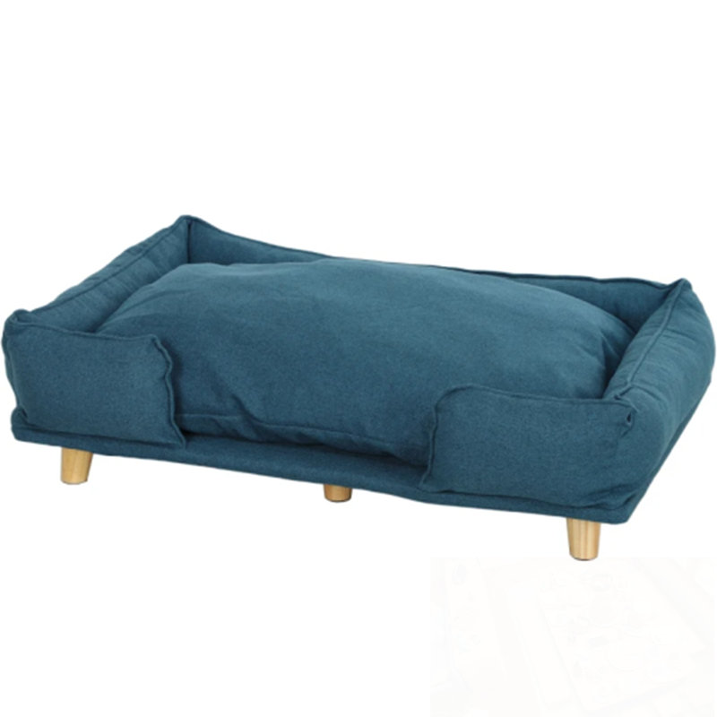 Lit pour chien avec coussin moelleux et pieds en bois robuste