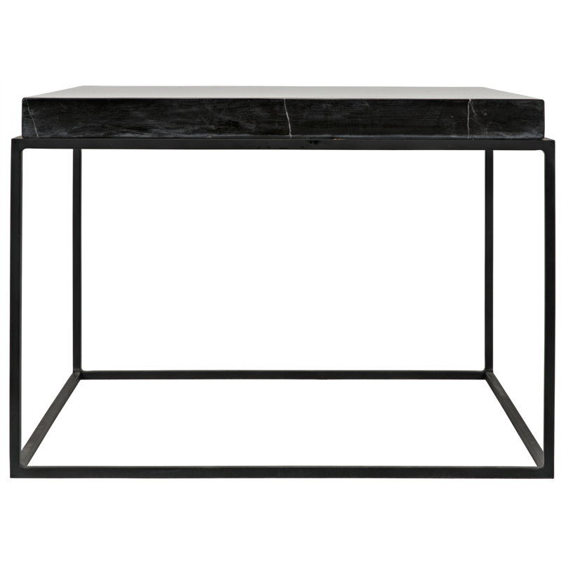 Lomax Minimalist Black Marble and Metal 26" Coffee Table