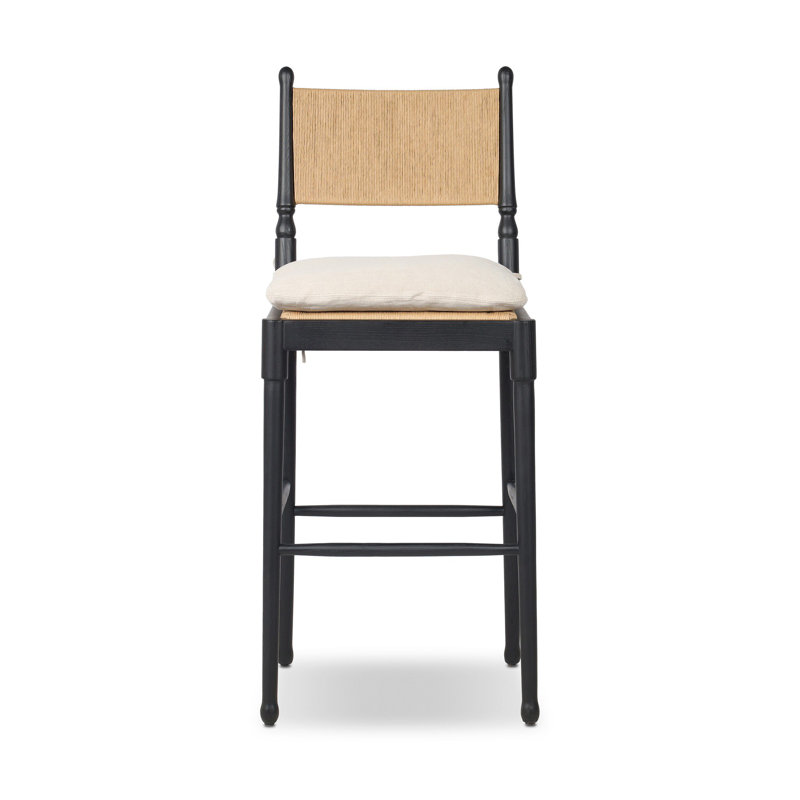 Fayth Stool with Cushion, Bar Stool (29.5” Seat Height)”, Stained Black Ash Frame