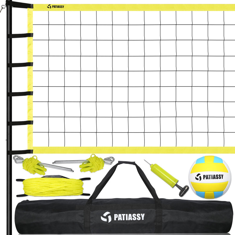 Système de filet de volleyball portatif extérieur 32 pieds - Installation rapide et facile des poteaux en acier à hauteur réglable