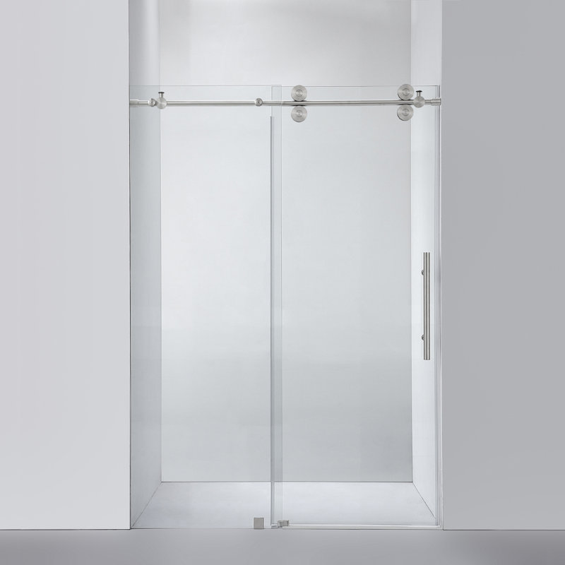 48-52” W x 78” H Sliding Frameless Shower Door, Brushed Nickel