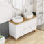 Meuble-lavabo autoportant avec 2 lavabos ronds, 2 portes et 2 grands tiroirs pour un rangement spacieux et élégant