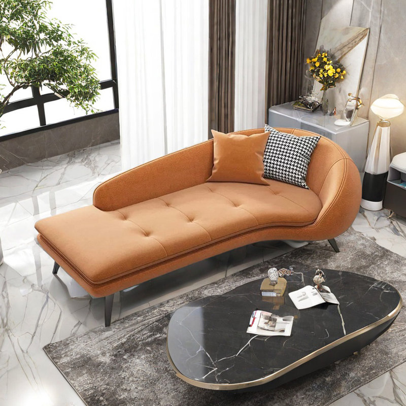 Méridiennes confortables à coussin épais Comfy, Accoudoir à droite (vu de face), Mélange de polyester orange