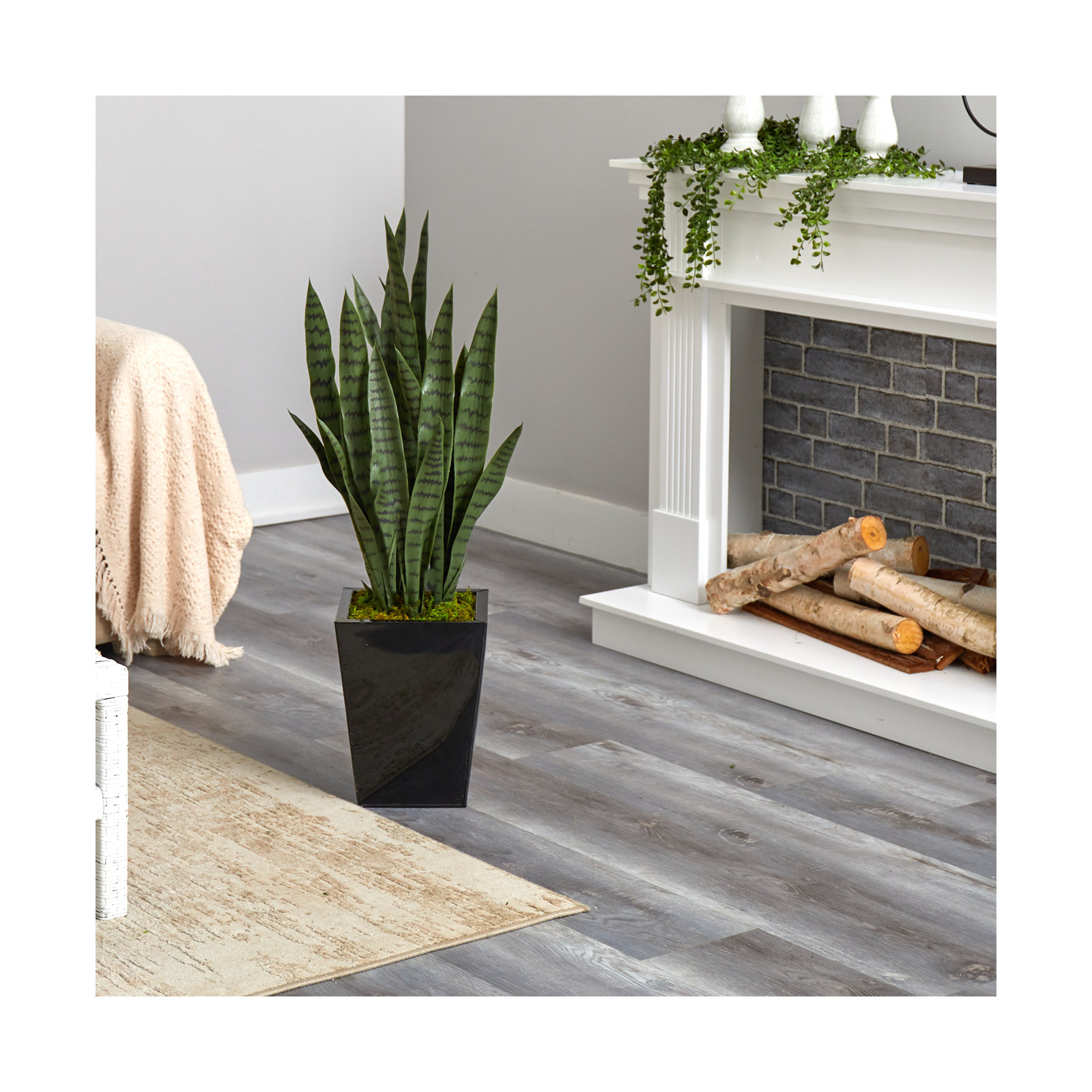 40'' Faux Snake Plant (Sansevieria) Plant in Metal Planter