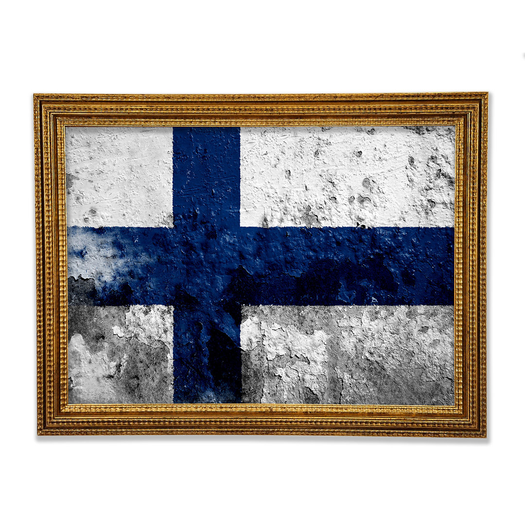 Finnland Flagge Gerahmter Druck