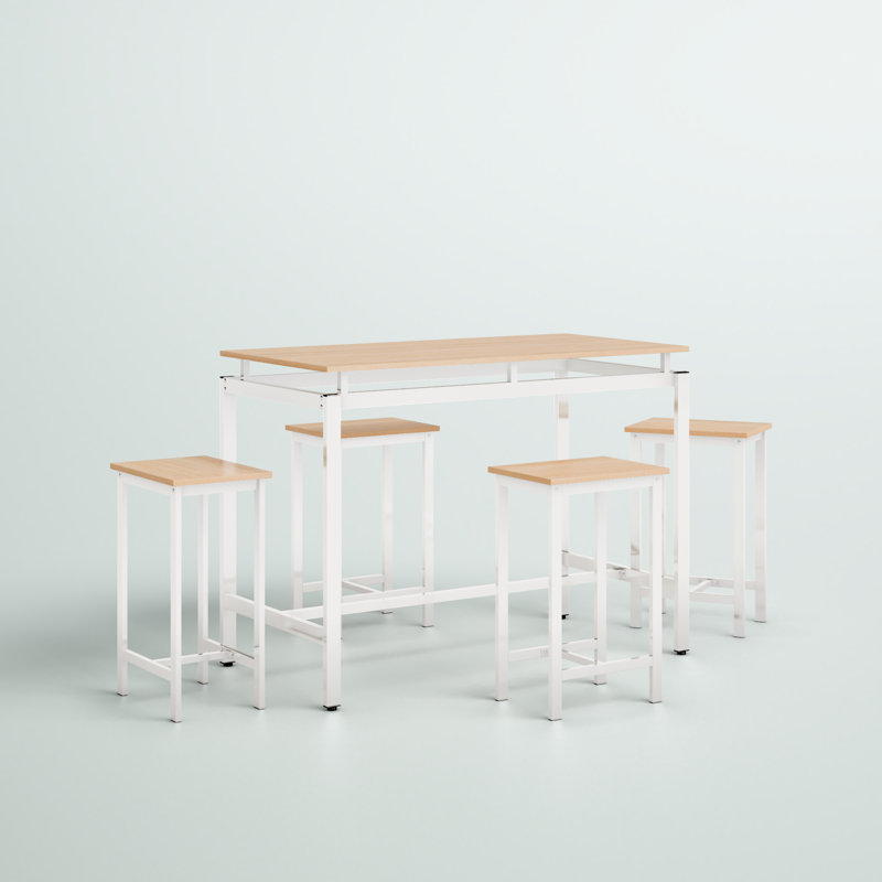 Dazhia 4 - Person Four Leg Dining Set, Natural, White, Natural