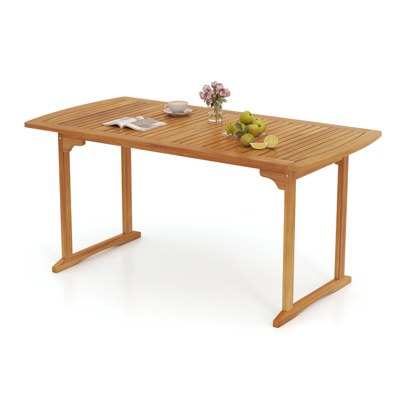 Table de salle à manger d'extérieur en bois pour 4-6 tables en bois d'acacia de 71 po