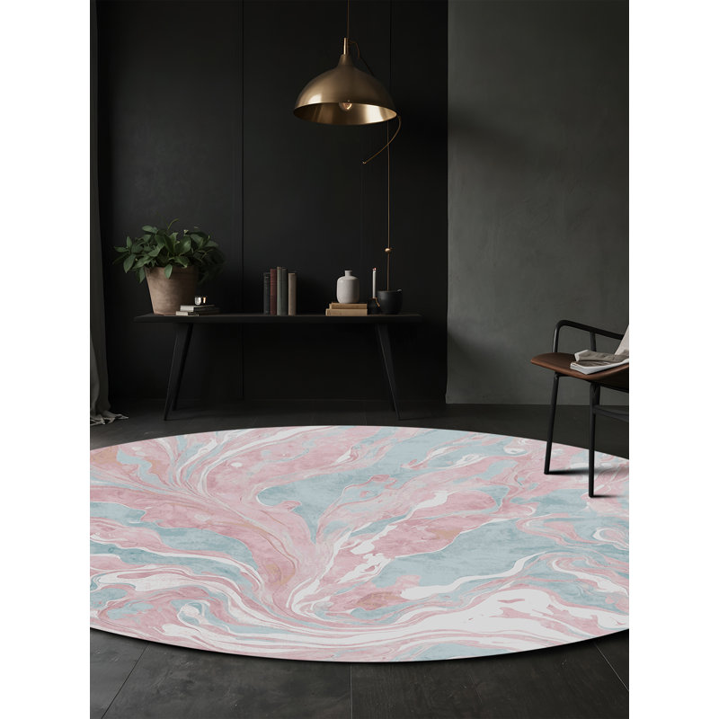 Machine Washable Beige Area Rug, Round 7'