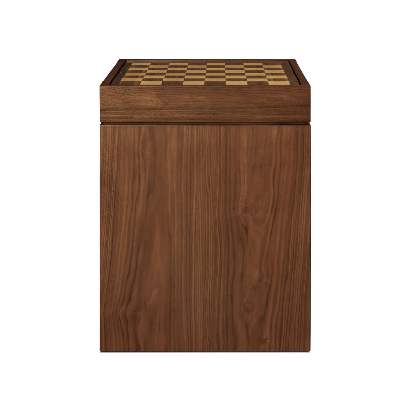 Torre Walnut Game Table with a Reversible Inlaid Chessboard Top