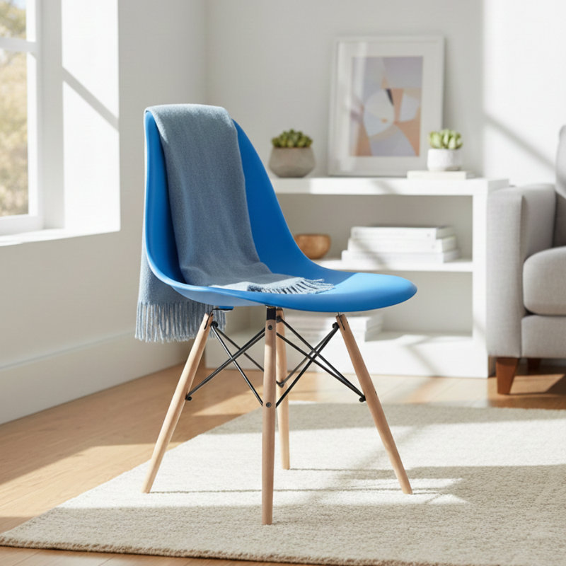 Neveyah Plastic Dining Chair, England Blue