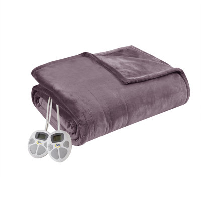 Plush Heated Purple Ultra-Soft Full Blanket with 10 Heat Settings