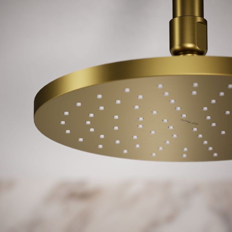 Contemporary Rain Shower Head, Vibrant Brushed Moderne Brass, Round , 2.5 GPM