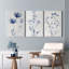 «Blue Floral Botanical», reproduction d'art sur toile abstraite (ensemble de 3)-2120370626