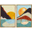 Soleil et lune géométrique montagne océan bateau paysages abstraits nature illustrations néon moderne-100706867-100706868